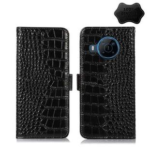 For Nokia X100 Crocodile Top Layer Cowhide Leather Phone Case(Black)