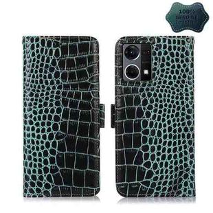 For OPPO Reno7 4G Global/F21 Pro 4G Crocodile Top Layer Cowhide Leather Phone Case(Green)