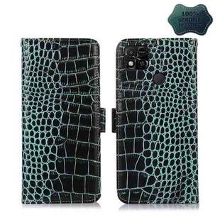 For Xiaomi Redmi 10A / 9C Crocodile Top Layer Cowhide Leather Phone Case(Green)