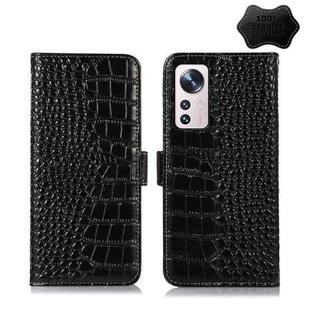 For Xiaomi 12 Pro Crocodile Top Layer Cowhide Leather Phone Case(Black)