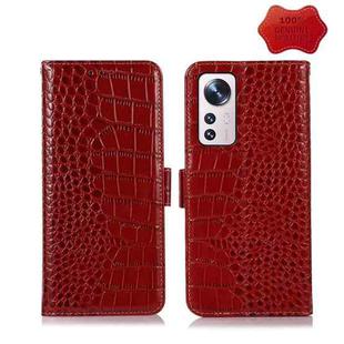For Xiaomi 12 Pro Crocodile Top Layer Cowhide Leather Phone Case(Red)