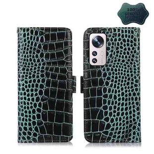 For Xiaomi 12 Pro Crocodile Top Layer Cowhide Leather Phone Case(Green)