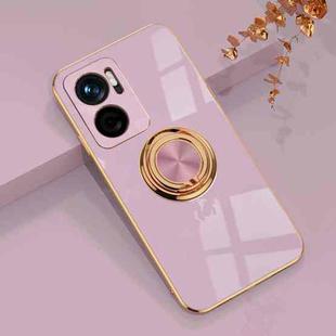 For Xiaomi Redmi Note 11E 6D Electroplating Full Coverage Silicone Protective Case with Magnetic Ring Holder(Light Purple)