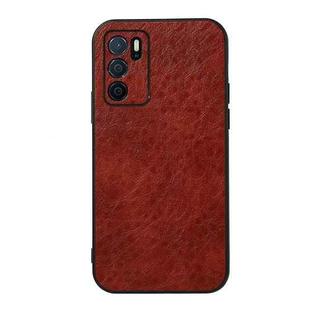 For OPPO A16 Accurate Hole Crazy Horse Texture PU Phone Case(Coffee)