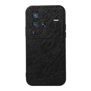 For vivo X80 Pro Accurate Hole Crazy Horse Texture PU Phone Case(Black)