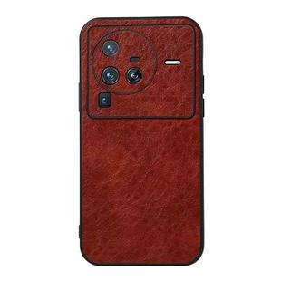 For vivo X80 Pro Accurate Hole Crazy Horse Texture PU Phone Case(Coffee)