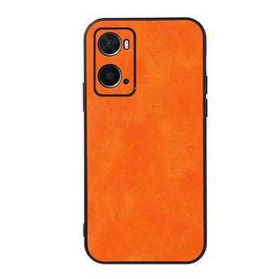 For OPPO A76 Accurate Hole Two-color Litchi Texture PU Phone Case(Orange)