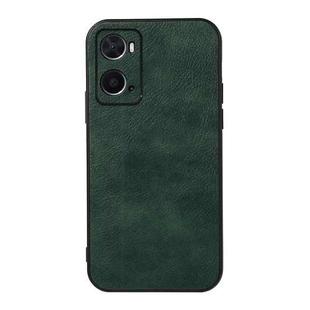 For OPPO A76 Accurate Hole Two-color Litchi Texture PU Phone Case(Green)