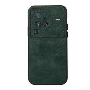 For vivo X80 Pro Accurate Hole Two-color Litchi Texture PU Phone Case(Green)