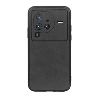 For vivo X80 Pro Accurate Hole Two-color Calf Texture PU Phone Case(Black)