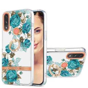 For Motorola Moto E7 Power /  E7i Power Ring IMD Flowers TPU Phone Case(Blue Rose)