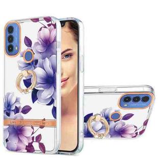 For Motorola Moto E20 / E30 / E40 Ring IMD Flowers TPU Phone Case(Purple Begonia)