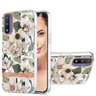 For Motorola Moto G Pure Ring IMD Flowers TPU Phone Case(Green Gardenia)