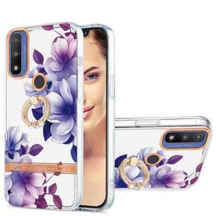 For Motorola Moto G Pure Ring IMD Flowers TPU Phone Case(Purple Begonia)
