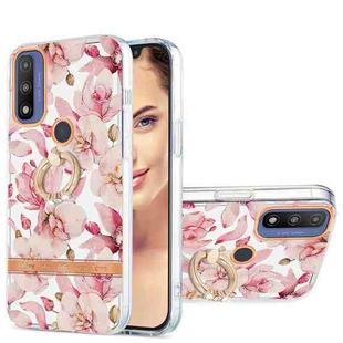 For Motorola Moto G Pure Ring IMD Flowers TPU Phone Case(Pink Gardenia)