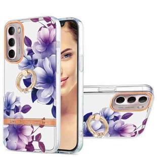 For Motorola Moto G Stylus 2022 4G Ring IMD Flowers TPU Phone Case(Purple Begonia)