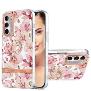 For Motorola Moto G Stylus 2022 4G Ring IMD Flowers TPU Phone Case(Pink Gardenia)