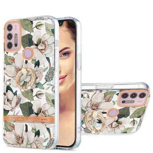 For Motorola Moto G30 / G20 / G10 Ring IMD Flowers TPU Phone Case(Green Gardenia)