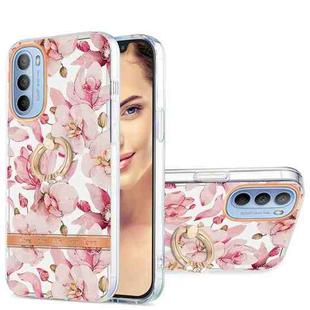 For Motorola Moto G31 / G41 Ring IMD Flowers TPU Phone Case(Pink Gardenia)