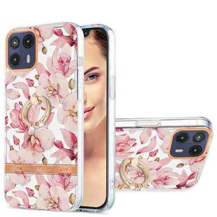 For Motorola Moto G50 5G Ring IMD Flowers TPU Phone Case(Pink Gardenia)