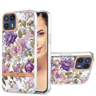 For Motorola Moto G50 5G Ring IMD Flowers TPU Phone Case(Purple Peony)