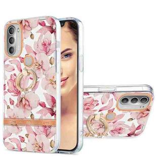 For Motorola Moto G51 5G Ring IMD Flowers TPU Phone Case(Pink Gardenia)