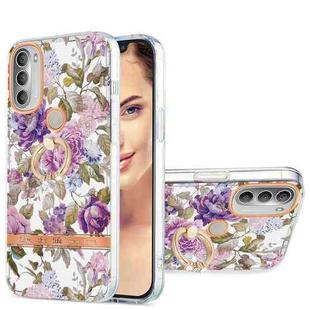 For Motorola Moto G51 5G Ring IMD Flowers TPU Phone Case(Purple Peony)