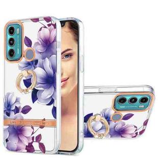 For Motorola Moto G60 / G40 Fusion Ring IMD Flowers TPU Phone Case(Purple Begonia)