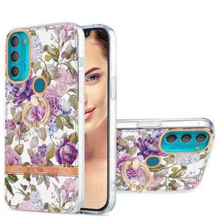 For Motorola Moto G71 5G Ring IMD Flowers TPU Phone Case(Purple Peony)