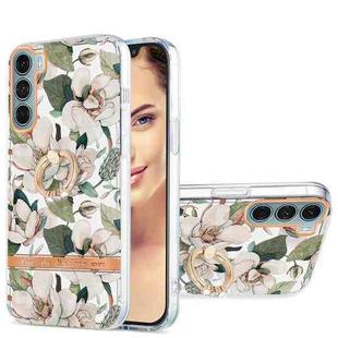 For Motorola Moto G200 Ring IMD Flowers TPU Phone Case(Green Gardenia)