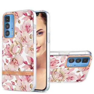 For Motorola Moto Edge 20 Pro Ring IMD Flowers TPU Phone Case(Pink Gardenia)