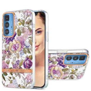 For Motorola Moto Edge 20 Pro Ring IMD Flowers TPU Phone Case(Purple Peony)
