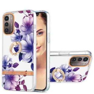 For Nokia G21 / G11 Ring IMD Flowers TPU Phone Case(Purple Begonia)