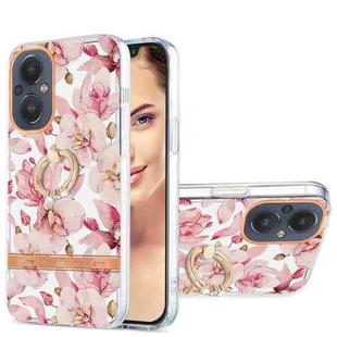 For OnePlus Nord N20 5G Ring IMD Flowers TPU Phone Case(Pink Gardenia)