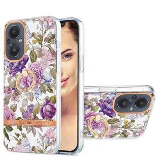 For OnePlus Nord N20 5G Ring IMD Flowers TPU Phone Case(Purple Peony)