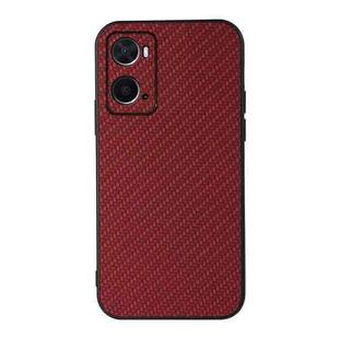 For OPPO A76 Accurate Hole Carbon Fiber Texture Shockproof Case(Red)