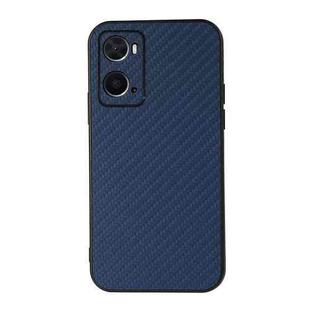 For OPPO A76 Accurate Hole Carbon Fiber Texture Shockproof Case(Blue)