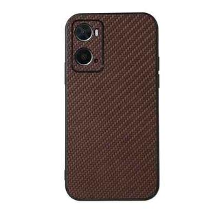 For OPPO A76 Accurate Hole Carbon Fiber Texture Shockproof Case(Brown)