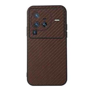 For vivo X80 Pro Accurate Hole Carbon Fiber Texture Shockproof Case(Brown)