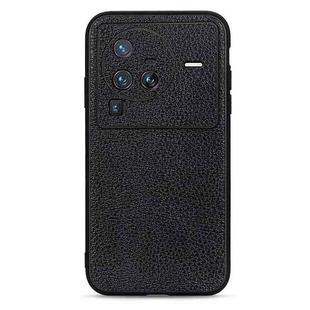 For vivo X80 Pro Accurate Hole Litchi Texture Genuine Leather Phone Case(Black)