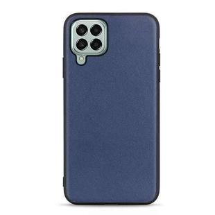 For Samsung Galaxy M33 5G Lambskin Texture Genuine Leather Phone Case(Blue)