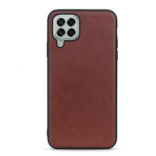For Samsung Galaxy M33 5G Lambskin Texture Genuine Leather Phone Case(Brown)