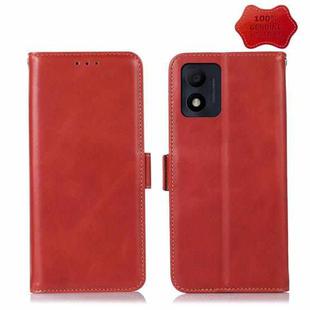 For Alcatel 1B 2022 Crazy Horse Top Layer Cowhide Leather Phone Case(Red)