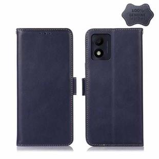 For Alcatel 1B 2022 Crazy Horse Top Layer Cowhide Leather Phone Case(Blue)