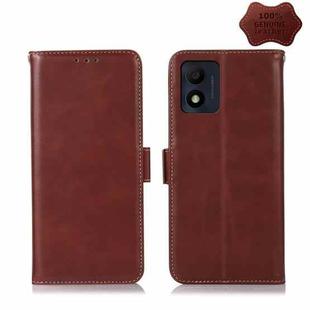 For Alcatel 1B 2022 Crazy Horse Top Layer Cowhide Leather Phone Case(Brown)