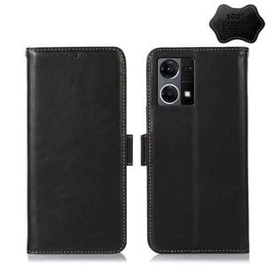 For OPPO Reno7 4G Global/F21 Pro 4G Crazy Horse Top Layer Cowhide Leather Phone Case(Black)