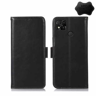 For Xiaomi Redmi 10A / 9C Crazy Horse Top Layer Cowhide Leather Phone Case(Black)