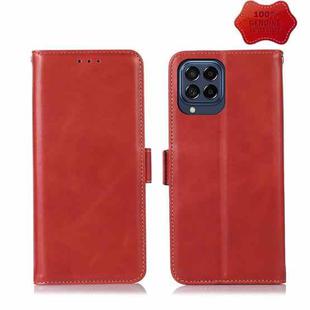 For Samsung Galaxy M53 5G Crazy Horse Top Layer Cowhide Leather Phone Case(Red)