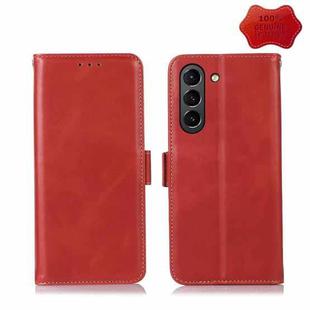 For Samsung Galaxy S21 FE 5G Crazy Horse Top Layer Cowhide Leather Phone Case(Red)