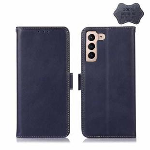 For Samsung Galaxy S22+ 5G Crazy Horse Top Layer Cowhide Leather Phone Case(Blue)